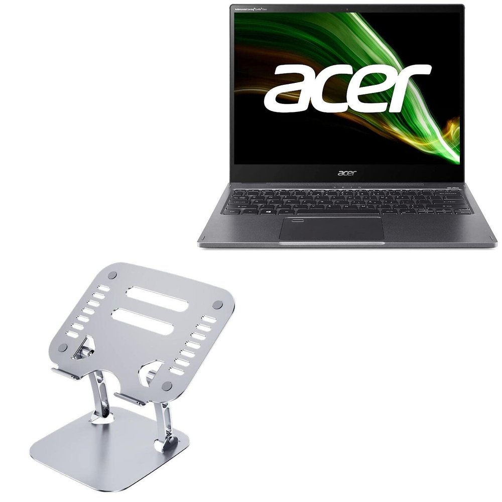 BoxWave Stand and Mount Compatible with Acer Spin 5 (SP513-55N) - Executive VersaView Laptop Stand, Ergonomic Adjustable Viewing Angle Metallic Riser - Metallic Silver