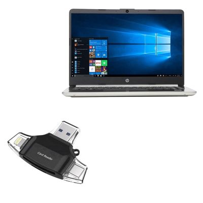 BoxWave Smart Gadget Compatible with HP Notebook (14-dq1045cl) - AllReader SD Card Reader, microSD Card Reader SD Compact USB - Jet Black