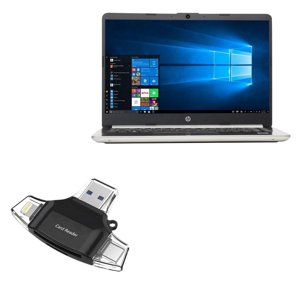 BoxWave Smart Gadget Compatible with HP Notebook (14-dq1045cl) - AllReader SD Card Reader, microSD Card Reader SD Compact USB - Jet Black