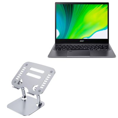 BoxWave Stand and Mount Compatible with Acer Spin 5 (SP513-54N) - Executive VersaView Laptop Stand, Ergonomic Adjustable Viewing Angle Metallic Riser - Metallic Silver