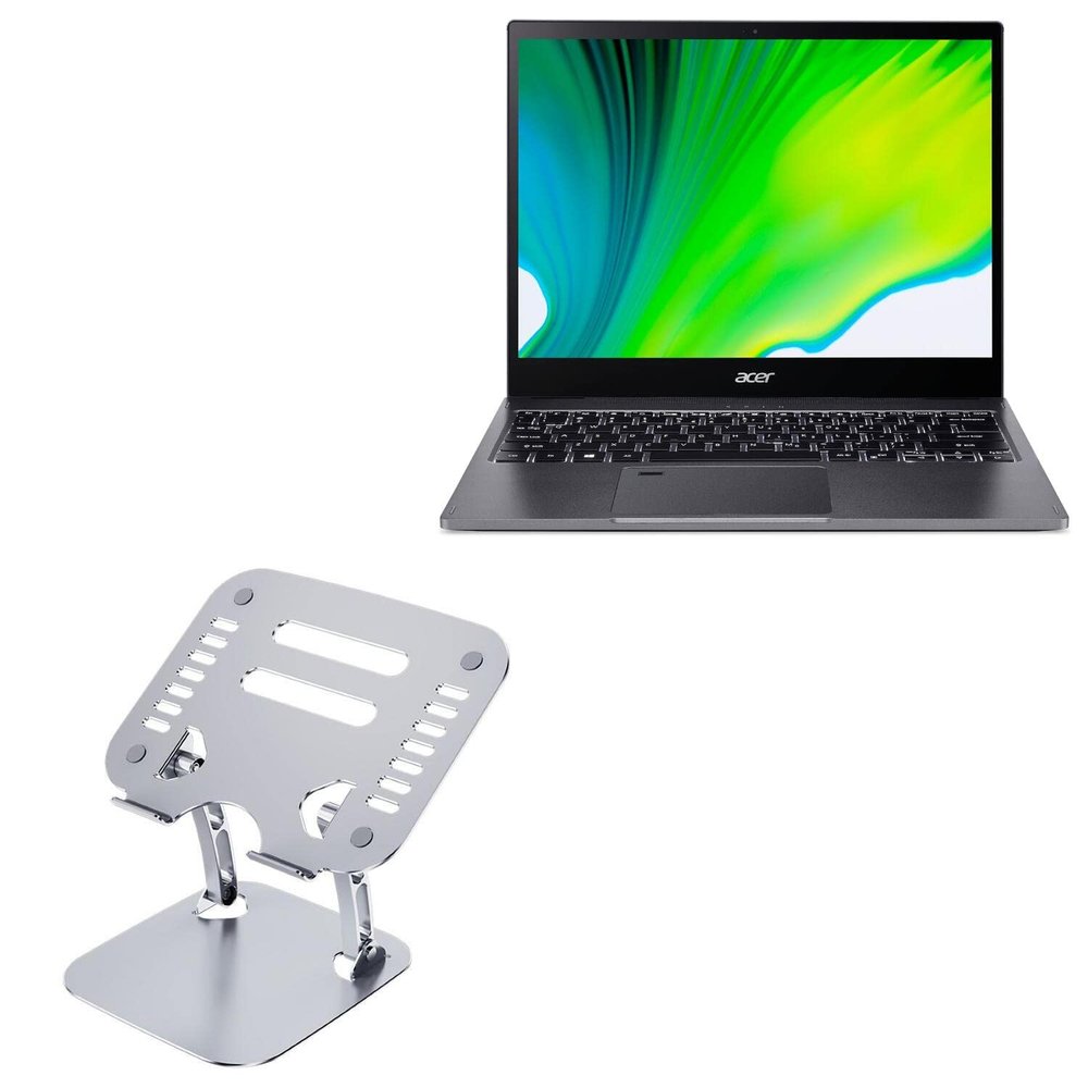 BoxWave Stand and Mount Compatible with Acer Spin 5 (SP513-54N) - Executive VersaView Laptop Stand, Ergonomic Adjustable Viewing Angle Metallic Riser - Metallic Silver