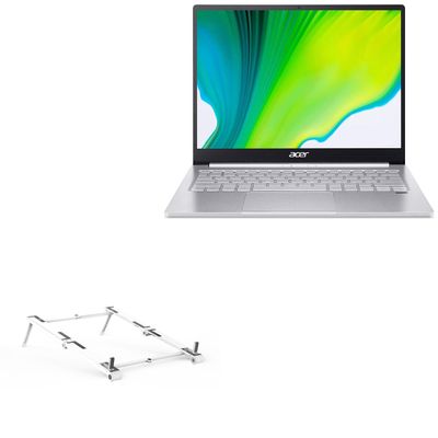 BoxWave Stand and Mount Compatible with Acer Swift 3 (SF313-52) - Pocket Aluminum Stand 3-in-1, Portable Multi Angle Viewing Riser - Metallic Silver