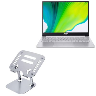 BoxWave Stand and Mount Compatible with Acer Swift 3 (SF313-52) - Executive VersaView Laptop Stand, Ergonomic Adjustable Viewing Angle Metallic Riser - Metallic Silver