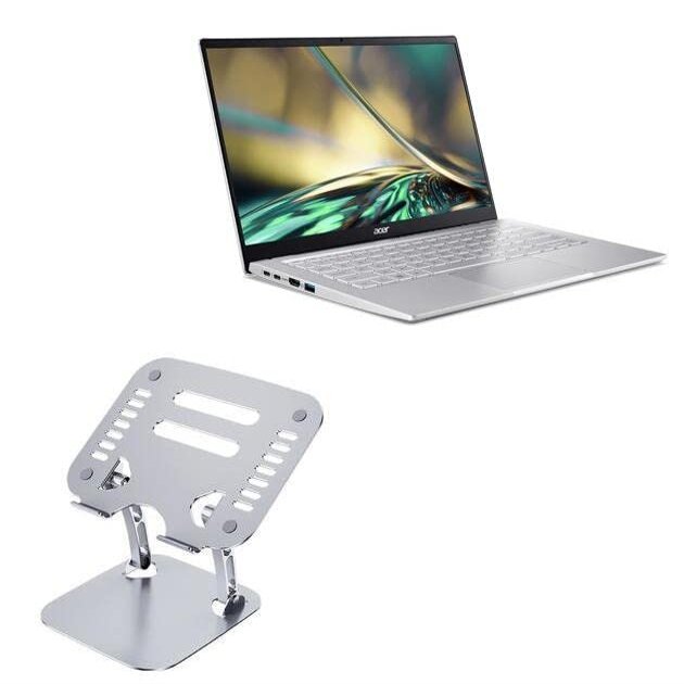 BoxWave Stand and Mount Compatible with Acer Swift 3 (SF314-512) - Executive VersaView Laptop Stand, Ergonomic Adjustable Viewing Angle Metallic Riser - Metallic Silver