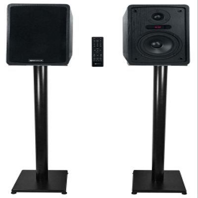 Rockville ELITE-5B Bundle: 5.25 in Powered Bookshelf Speakers with Bluetooth, 200-Watt RMS 800-Watt Peak, RS37B 37 in Steel Bookshelf Speaker Studio Monitor Stands, 2 Items