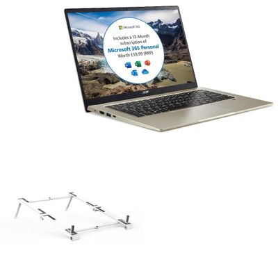BoxWave Stand and Mount Compatible with Acer Swift 1 (SF114-33) - Pocket Aluminum Stand 3-in-1, Portable Multi Angle Viewing Riser - Metallic Silver
