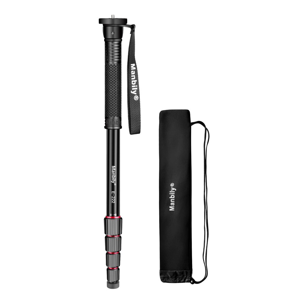 Manbily 65-Inch Camera Monopod, 5 Sections Aluminum Travel Monopod for Canon Nikon Sony DSLR Cameras Video Camcorder, Compact Portable LightweightE-222 (Red)