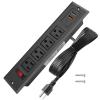 20W Mountable Power Strip USB C Recessed Power Strip USB-C Fast Charge 4 Outlet 3 USB Multiple Protection Built in Conference Desk Counter Workbench for PC Home Electric Appliance (USB C Black) view 1