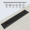 20W Mountable Power Strip USB C Recessed Power Strip USB-C Fast Charge 4 Outlet 3 USB Multiple Protection Built in Conference Desk Counter Workbench for PC Home Electric Appliance (USB C Black) view 3