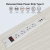 20W Mountable Power Strip USB C Recessed Power Strip USB-C Fast Charge 4 Outlet 3 USB Multiple Protection Built in Conference Desk Counter Workbench for PC Home Electric Appliance White view 3
