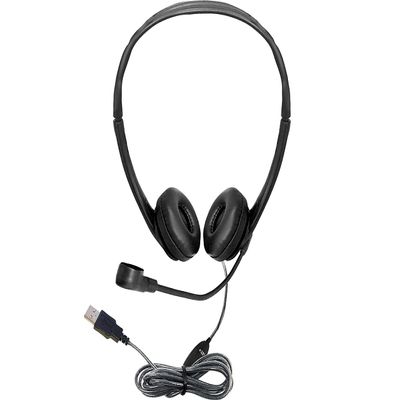 HamiltonBuhl WorkSmart Personal Headset - USB with Steel-Reinforced Gooseneck Microphone, Leatherette Ear Cushions
