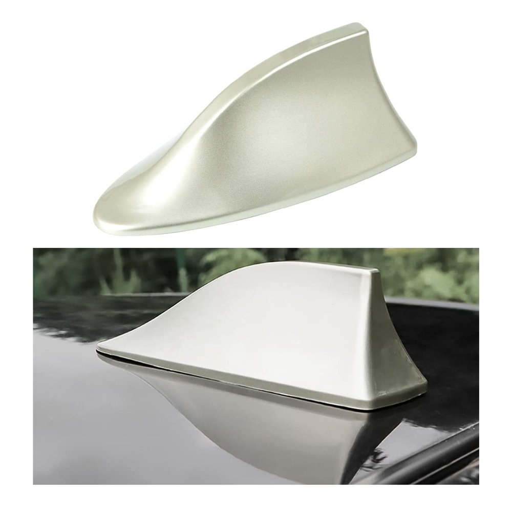 Moly Magnolia Adhesive-Mount Car Roof Shark Fin Antenna Cover, Gold