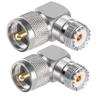 2PCS UHF PL259 Right Angle 90 Degree Coax Adapter, SO239 Male PL259 to Female Right Elbow Coaxial Connector Adapter, UHF Male to SO239 Female L Shape Coax Connector for CB Radio, Antenna, etc view 1
