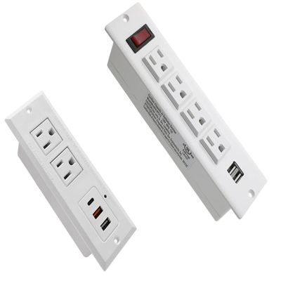 20W Recessed Power Strip USB C Fast Charge Desk Power Outlet Type C Flush Mounted Extension Power Plug for Conference Countertop Desktop Drawer Sofa