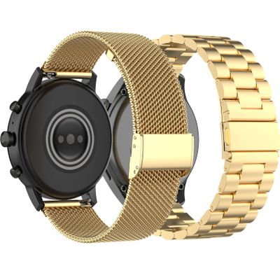 22MM Metal Watch Band Compatible with Amazfit GTR 4/GTR 3/GTR 3 Pro/Bip 5/GTR 2 Bands for Women Men Mesh Stainless Steel Replacement Band Bracelet Straps Wristband Smartwatch Accessory (Gold)