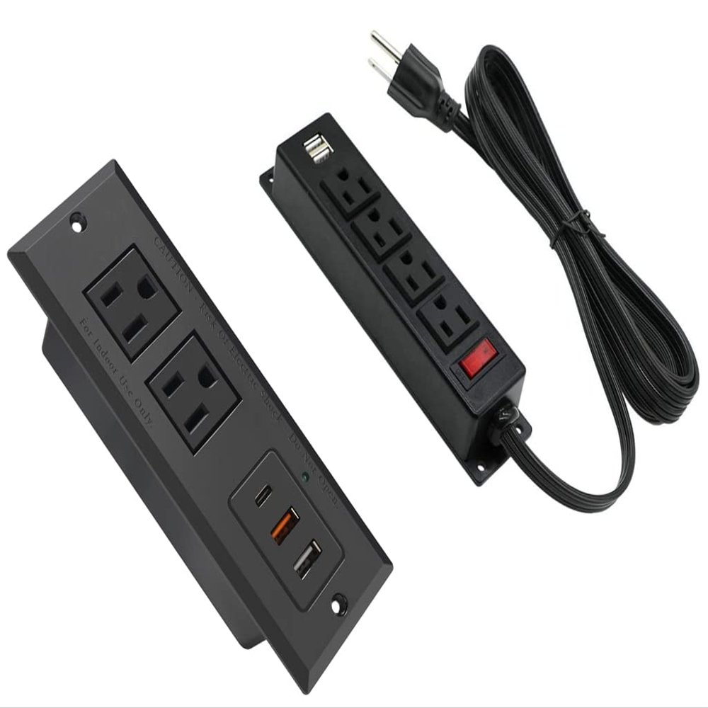 20W Recessed Power Strip USB C Fast Charge Desk Power Outlet Product Image Mountable Power Strip with USB Ports,Wall Mount Power Outlets