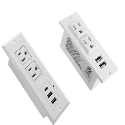 20W Recessed Power Strip USB C Fast Charge Desktop Power Strip with 2 Outlets 2 USB