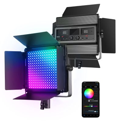 NEEWER RGB1200 RGB LED Video Light Panel with APP/2.4G Control, 60W Studio Photography Lighting 22000Lux@0.5m/1% Precise Min Dimming/360 Full Color/ CRI97+/TLCI98+/2500K-8500K/18 Effect with Barndoor