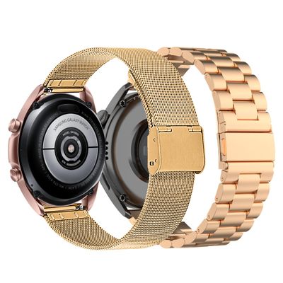 22MM Metal Watch Band Compatible with Amazfit GTR 4/GTR 3/GTR 3 Pro/Bip 5/GTR 2 Bands for Women Men Mesh Stainless Steel Replacement Band Bracelet Straps Wristband Smartwatch Accessory (RoseGold)