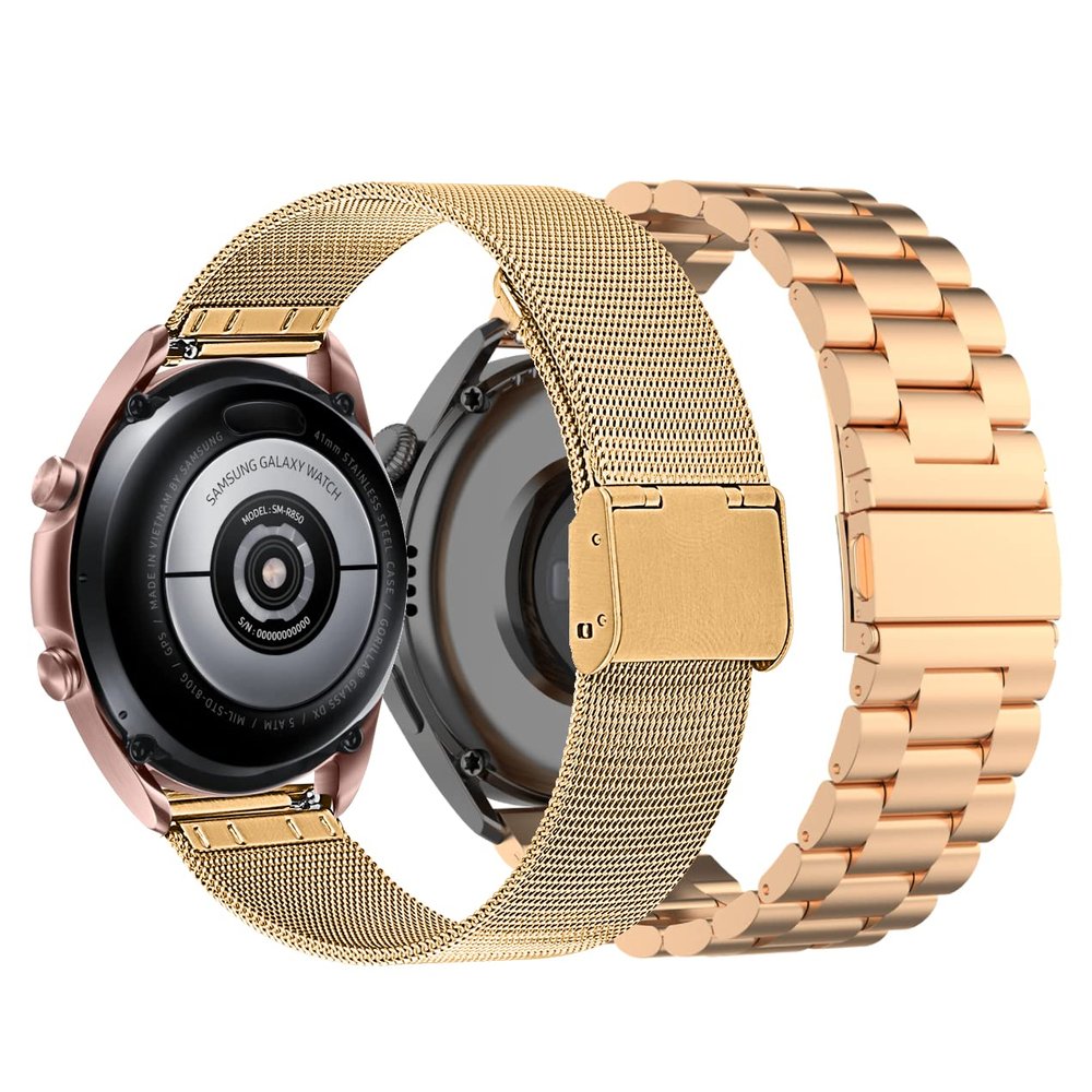 22MM Metal Watch Band Compatible with Amazfit GTR 4/GTR 3/GTR 3 Pro/Bip 5/GTR 2 Bands for Women Men Mesh Stainless Steel Replacement Band Bracelet Straps Wristband Smartwatch Accessory (RoseGold)