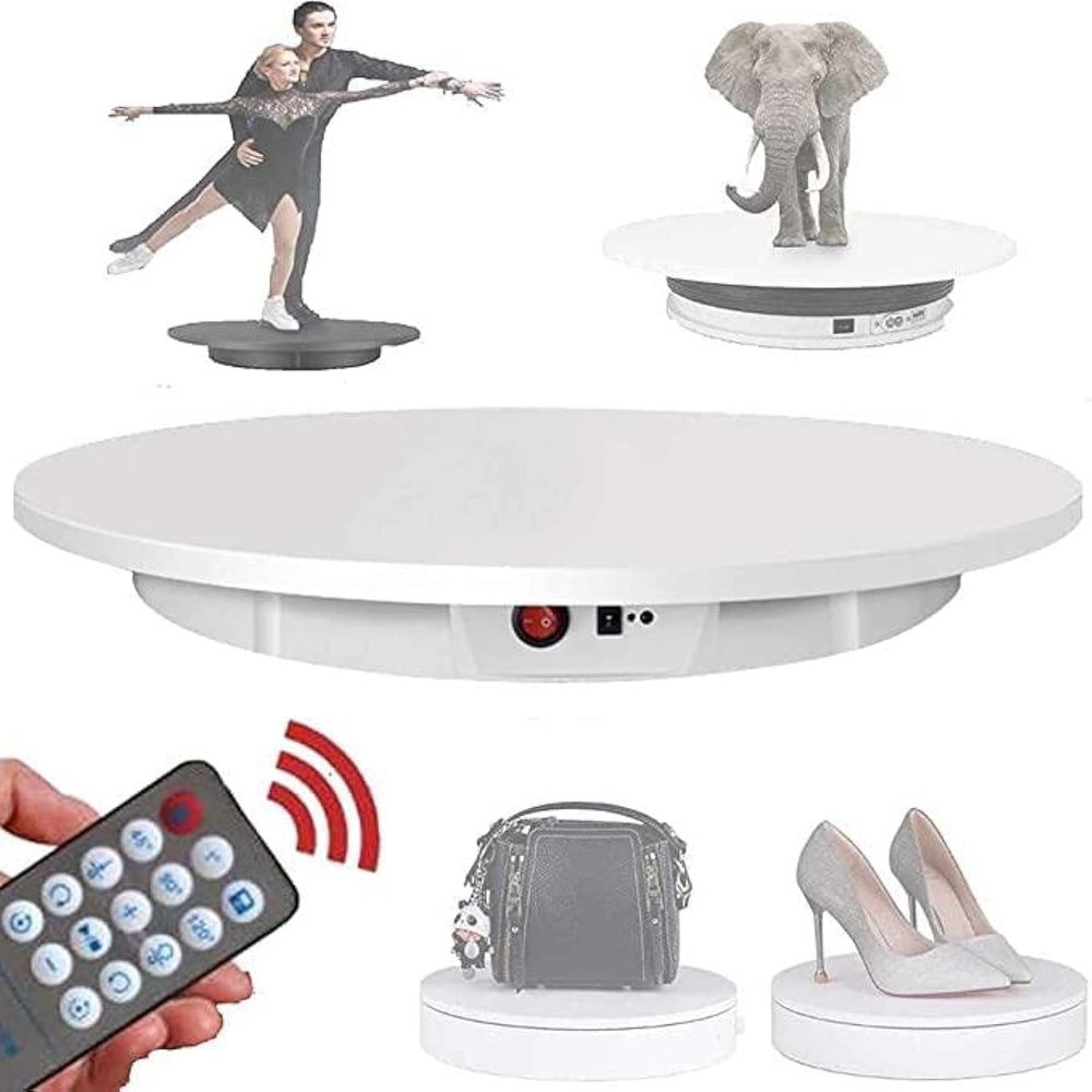 BEZAX Motorized Rotating Display Stand, Professional Electric Turntable, with Remote Control, for Photography, 150kg/330lb Capacity, for 360 Degree Product Display,White-42cm