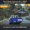 Fitcamx Front 4K+Rear 1080P Dash Cam Adapts for Volkswagen Golf GTI, Golf R 2015-2025 & Golf (Model A), OEM Look, Dual HD Video, Loop Recording, WiFi & APP, Parking Mode, Easy to Set, 128GB Card view 2
