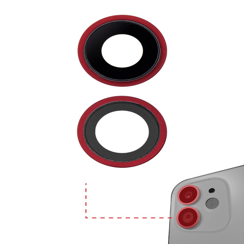 Best Shopper - Replacement Back Camera Lens with Bracket & Bezel Compatible with iPhone 12/12 Mini (Aftermarket Plus) (Red)