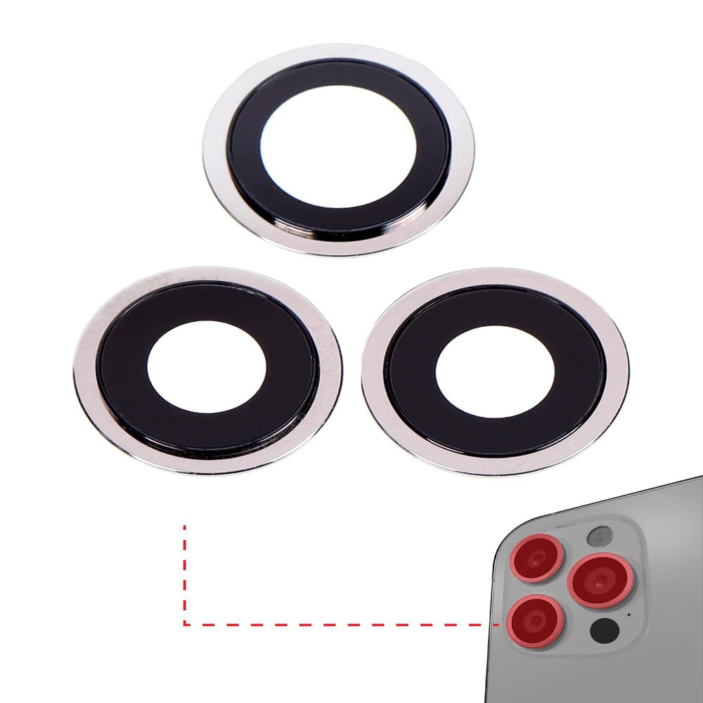 Best Shopper - Replacement Back Camera Lens with Bracket & Bezel Compatible with iPhone 12 Pro Max (Silver) (Real Sapphire/Premium)