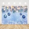 AIBIIN 8x6ft Winter Christmas Backdrop for Photography Blue Bell Glitter Bokeh Snowflake Snow White Pearl Photography Background Holiday Kid Family Portrait Xmas Tree Banner Photo Booth Studio Props view 2