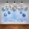 AIBIIN 8x6ft Winter Christmas Backdrop for Photography Blue Bell Glitter Bokeh Snowflake Snow White Pearl Photography Background Holiday Kid Family Portrait Xmas Tree Banner Photo Booth Studio Props view 3