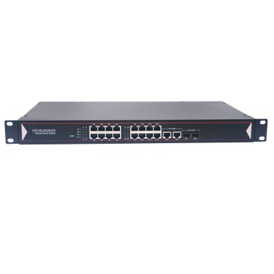 16 Port PoE Gigabit Switch with Up-Link and SFP, 380W, IEEE 802.3 af/at for IP Camera Wireless AP CCTV Security Camera System ,1U Rack Mount