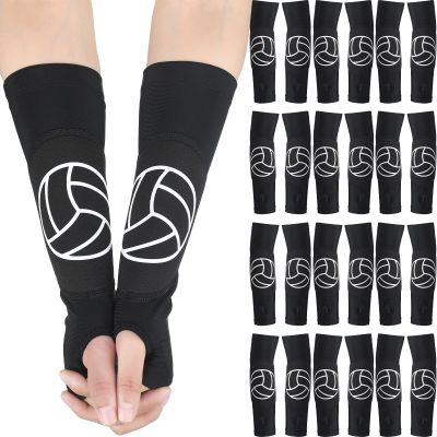 Minatee Volleyball Arm Sleeves Passing Hitting Forearm Sleeves with Protection Pads and Thumb Hole for Youth Girls Kids Women(12 Pair,12 Inch)