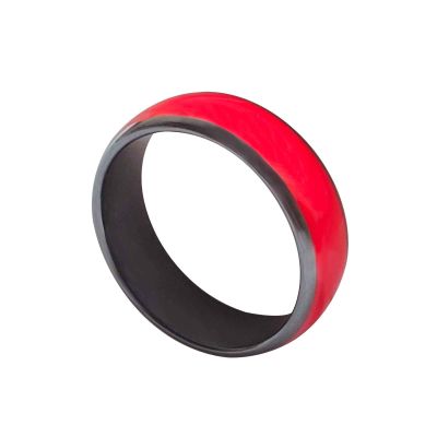 HECERE Waterproof Ceramic NFC Forum 215 Chip Universal for Mobile Phone, All-Round Sensing Technology Wearable Smart Ring, Ring for Men or Women (Black Red-17mm)