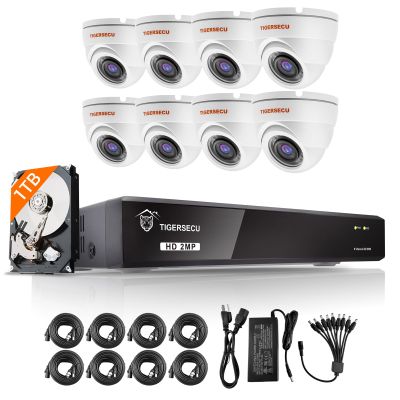 TIGERSECU 1080P 8-Channel 8 Dome Cameras DVR Security Bundle with 1TB HDD