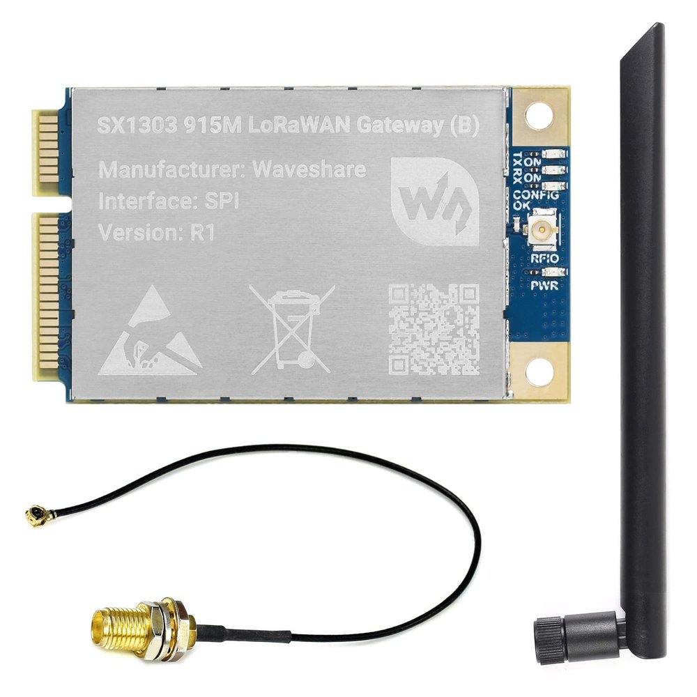 Waveshare SX1303 915M LoRaWAN Gateway Module Compatible with Raspberry Pi Standard Mini-PCIe Socket, Long Range Transmission, Large Capacity, Multi-Band Support