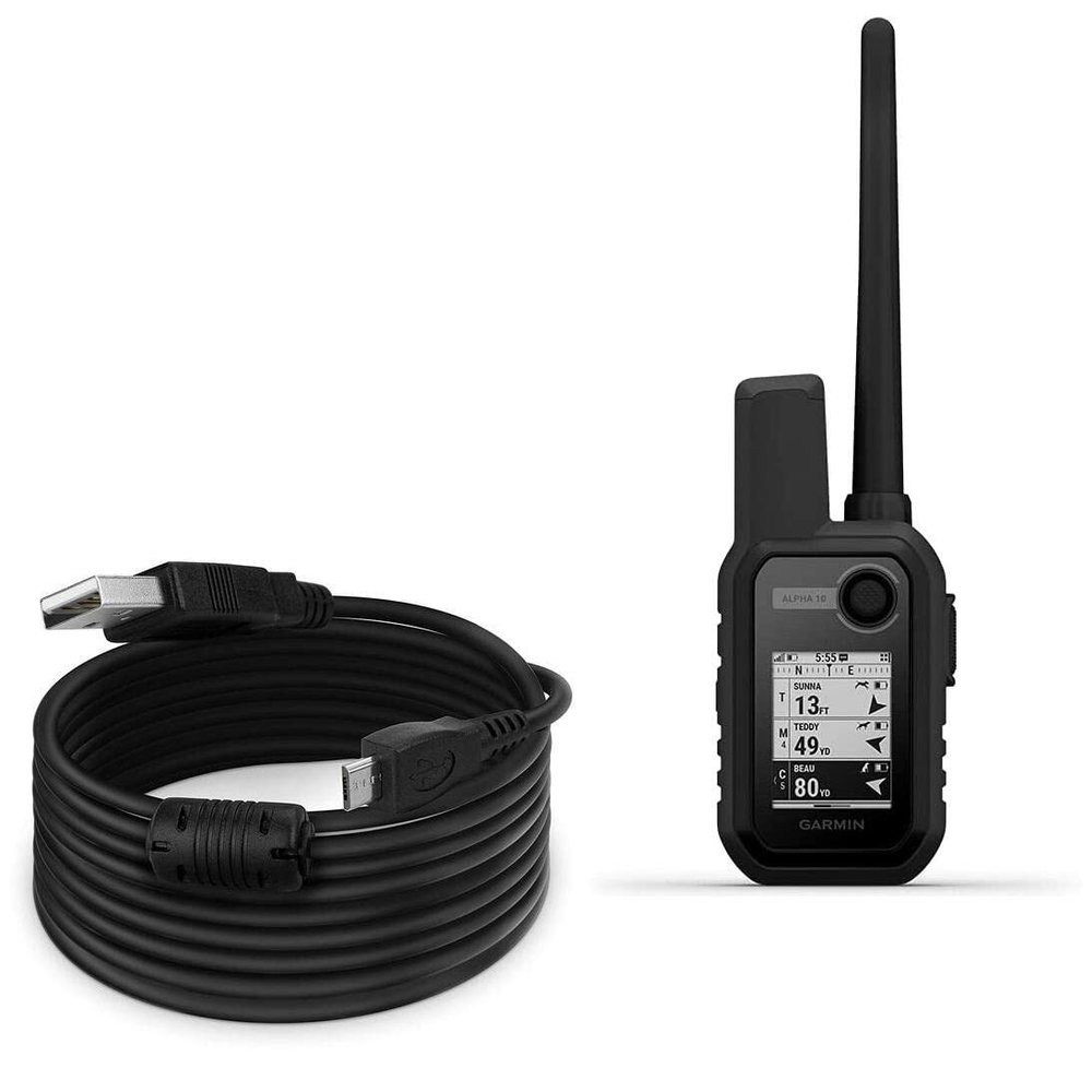 BoxWave Cable Compatible with Garmin Alpha 10 - DirectSync (15 ft) Cable, Extra Long Charge and Sync Cable - Black