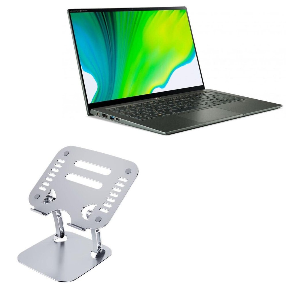BoxWave Stand and Mount Compatible with Acer Swift 5 (SF514-55T) - Executive VersaView Laptop Stand, Ergonomic Adjustable Viewing Angle Metallic Riser - Metallic Silver