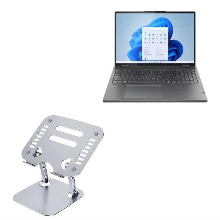 BoxWave Stand and Mount Compatible with Lenovo Yoga 7i (16 in - 82UF) - Executive VersaView Laptop Stand, Ergonomic Adjustable Viewing Angle Metallic Riser - Metallic Silver