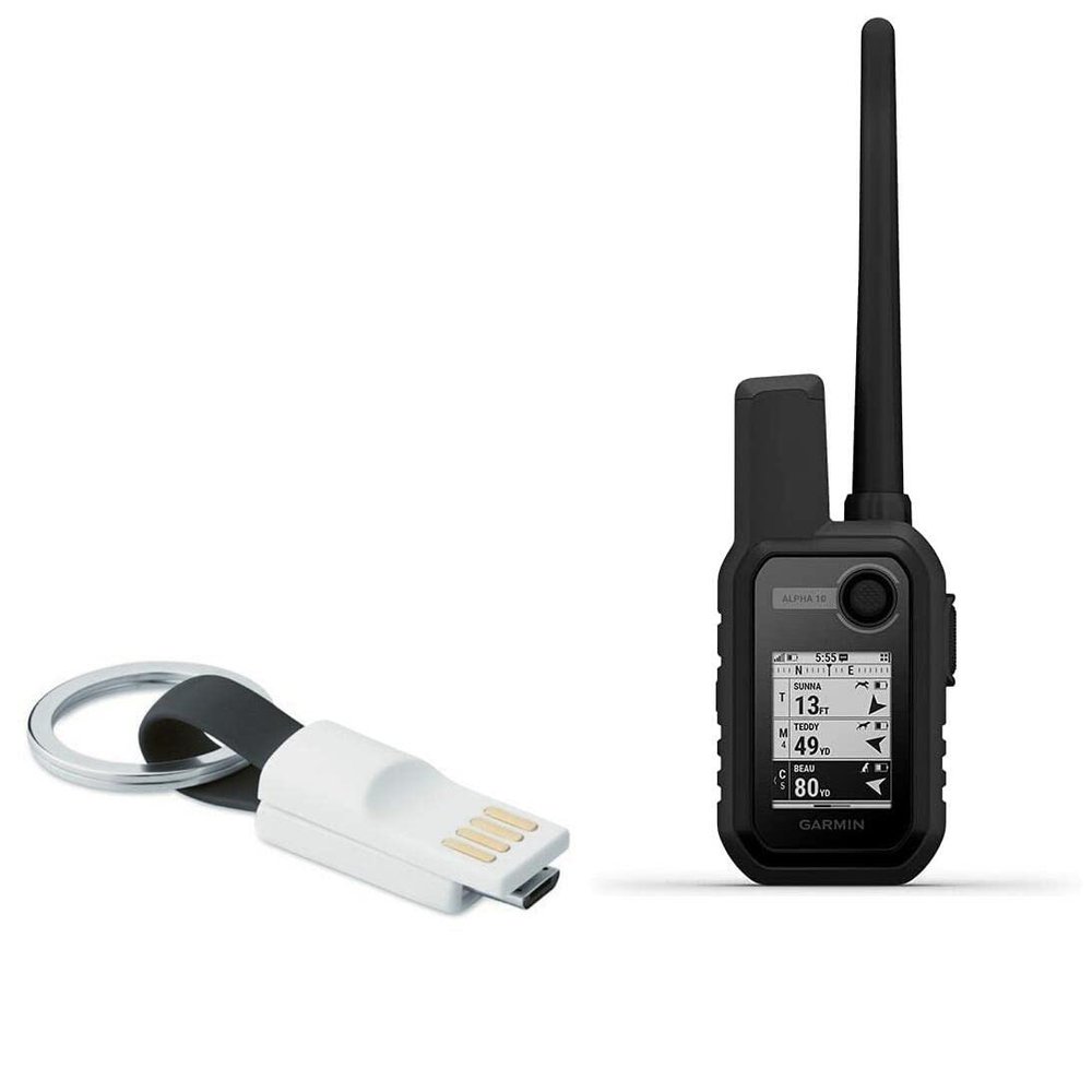 BoxWave Cable Compatible with Garmin Alpha 10 - Micro USB Keychain Charger, Key Ring Micro USB Cable - Jet Black