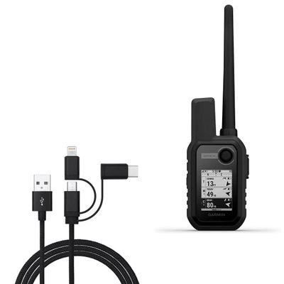 BoxWave Cable Compatible with Garmin Alpha 10 - AllCharge 3-in-1 Cable - Jet Black