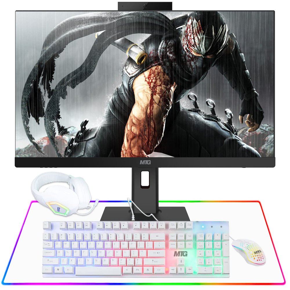 Gaming All in One PC 24 Inch FHD Touchscreen, MTG Yama, Intel Core i5 10th Gen, 16GB RAM, 240GB NVME and 1TB SSD, NVIDIA GT 730 4GB DDR3 Graphics, Webcam, Gaming Kit, Windows 11 Home