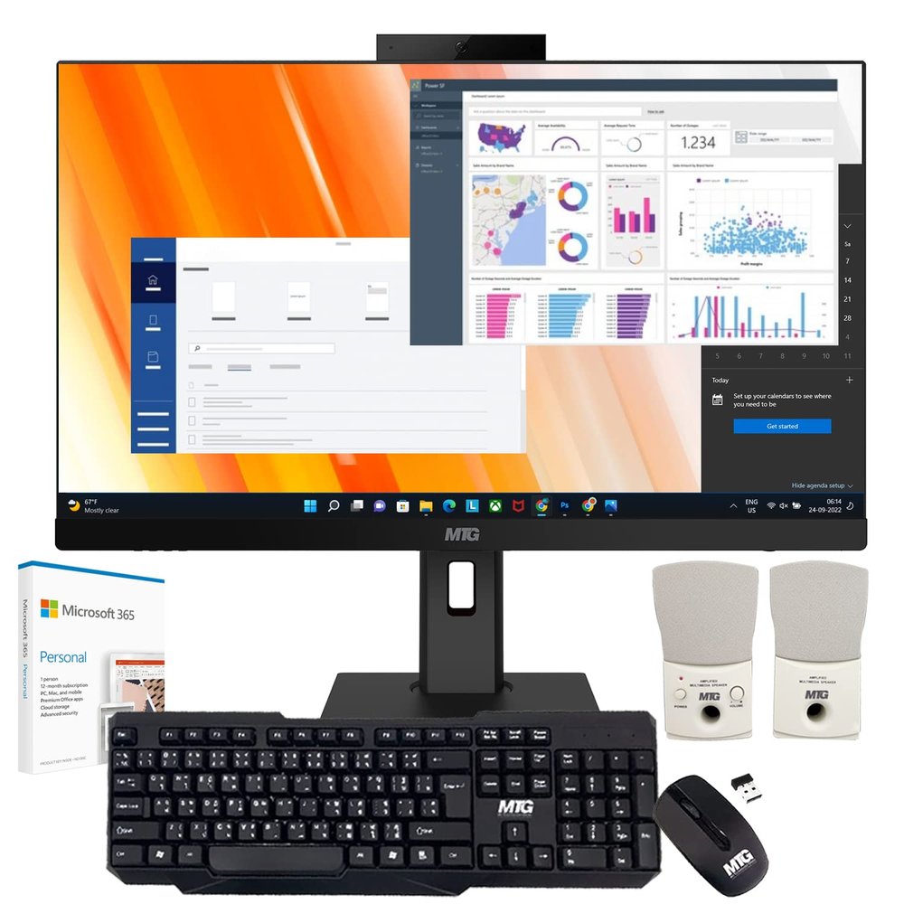 MTG Yama 24 inch, FHD Touchscreen, Office Use All in one PC, Intel Core i5 10th Gen 16GB RAM DDR4, 1TB NVME | 2TB SSD, Webcam, DVD RW, Office 365, Windows 11 Home
