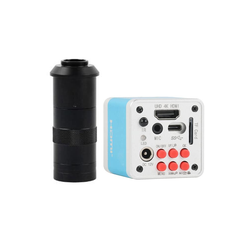 4K UHD Digital Microscope TF HDMI USB Type-C 3.0 Industrial Electronic Microscope Camera 100X C-Mount Lens For Phone Repair Soldering