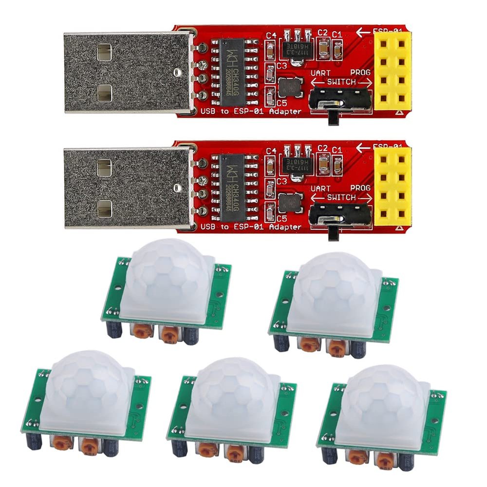 Bundle of USB to ESP8266 ESP-01 Programmer Module + PIR Motion Sensor HC-SR 501