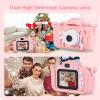 Andoer Mini Cartoon Kids Digital Camera 1080P Digital Video Camera for Kids Dual Lens 2.0 Inch IPS Screen Cute Photo Frames Interesting Games with Neck Strap Birthday for Boys Girls view 4