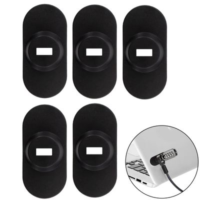 Zolunu 5Pack Anti Theft Self-Adhesive Security Plate with Slot for Cables to Lock Down Laptops, Mac Book, Tablets, iPad, or Other Computer (Black)