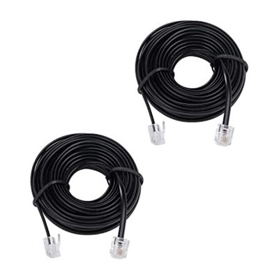 20ft Phone Telephone Extension Cord Cable Line Wire with Standard RJ11 6P4C Plugs for Landline Telephone,(Black 6M, 2Pack)