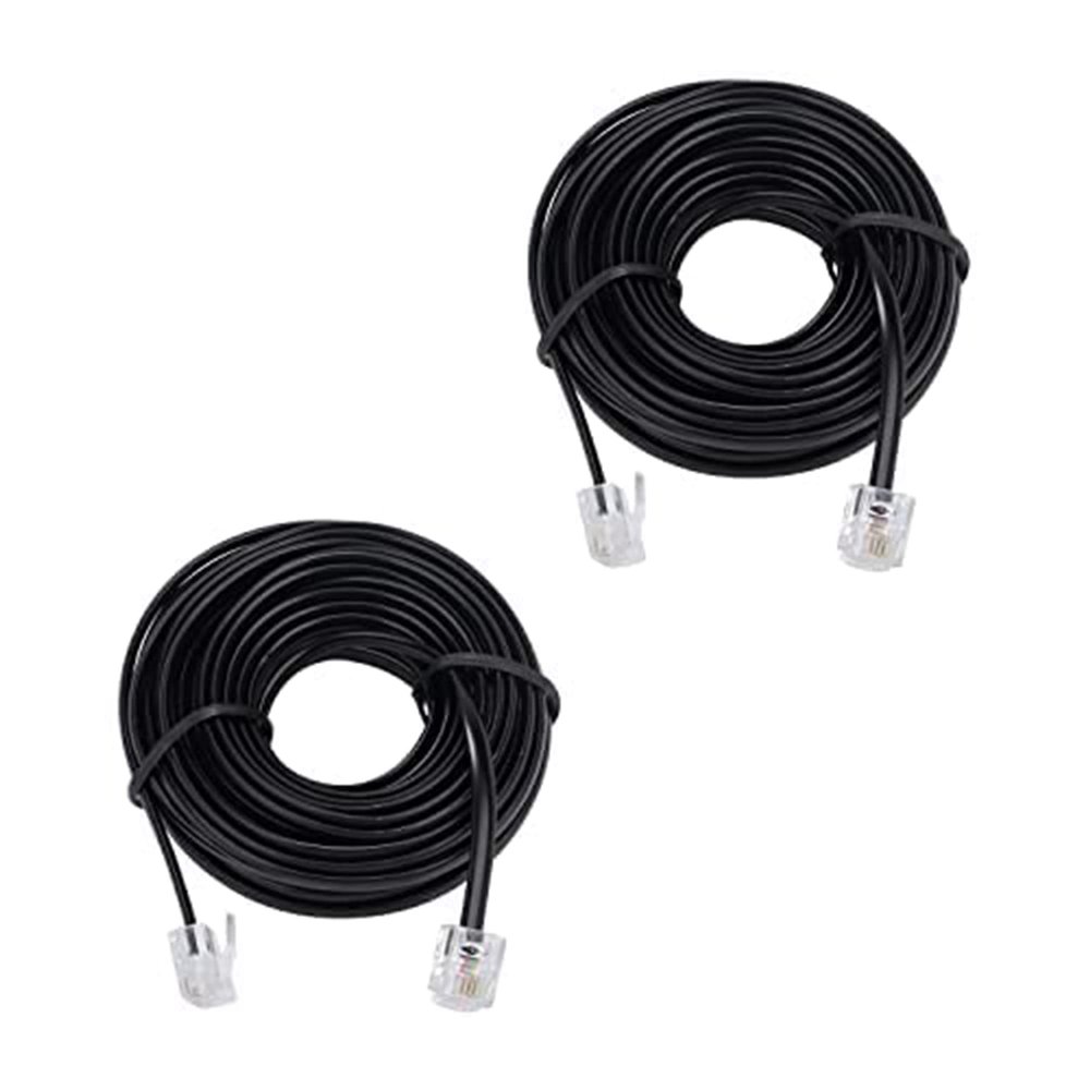 20ft Phone Telephone Extension Cord Cable Line Wire with Standard RJ11 6P4C Plugs for Landline Telephone,(Black 6M, 2Pack)