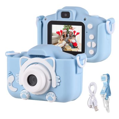 Andoer Kids Digital Camera, 1080P 2.0 Inch Kids Photo Camera, Kids Camera with Strap, Ideal Gifts for Boys Girls 3-10 Years, Blue Unicorn