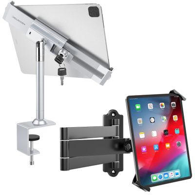AboveTEK TH-518S Anti Theft Locking Tablet Stand Holder Bundle with TH-258B Tablet Wall Mount - Fits 7 to 11 Inch Tablets Including iPad, Galaxy Tab, Slate, Fire and More